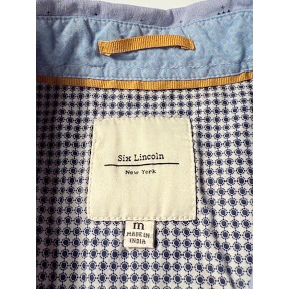 Six Lincoln Men's Short Sleeve Button-Up Shirt - Light Blue, Size Medium - Picture 2 of 10